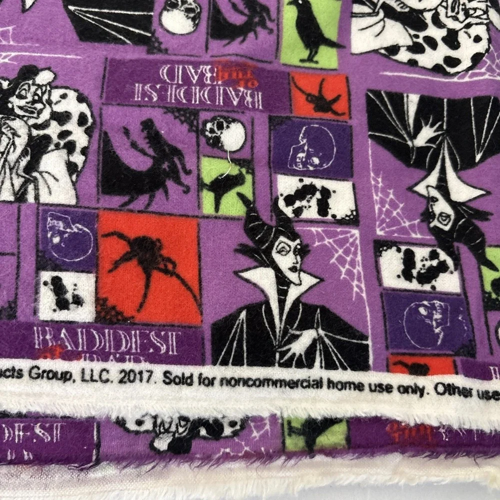2 5/8 yd Disney Villains Flannel Fabric Cozy Soft Blanket Quilting Material